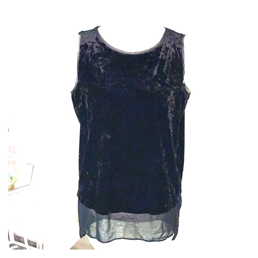 Velvet tank with sheer accents